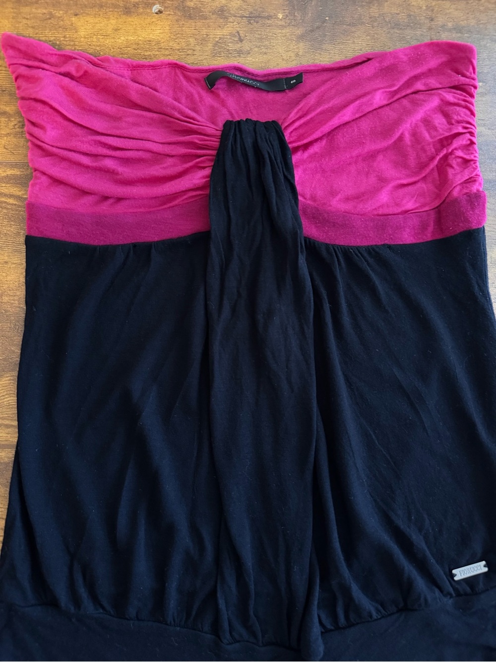 Fiorucci Black and Hot Pink Strapless Tank Top